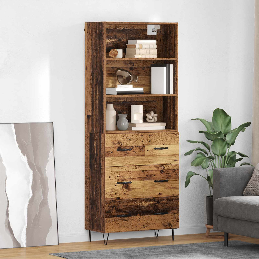 Highboard mit Schubladen 2 pcs Altholz Holzwerkstoff