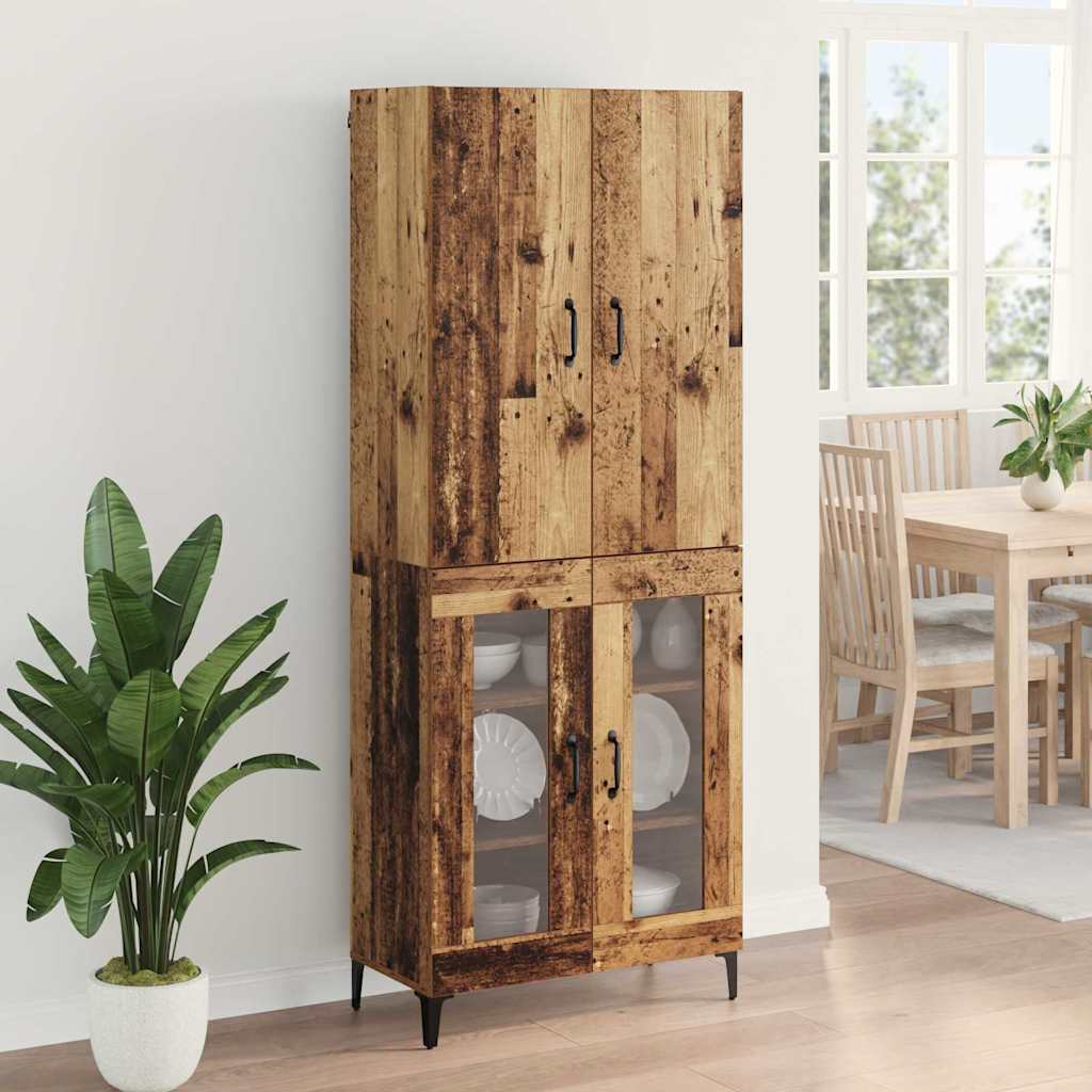 Highboard Wandmontiert Altholz 69,5 x 34 x 180 cm Holzwerkstoff