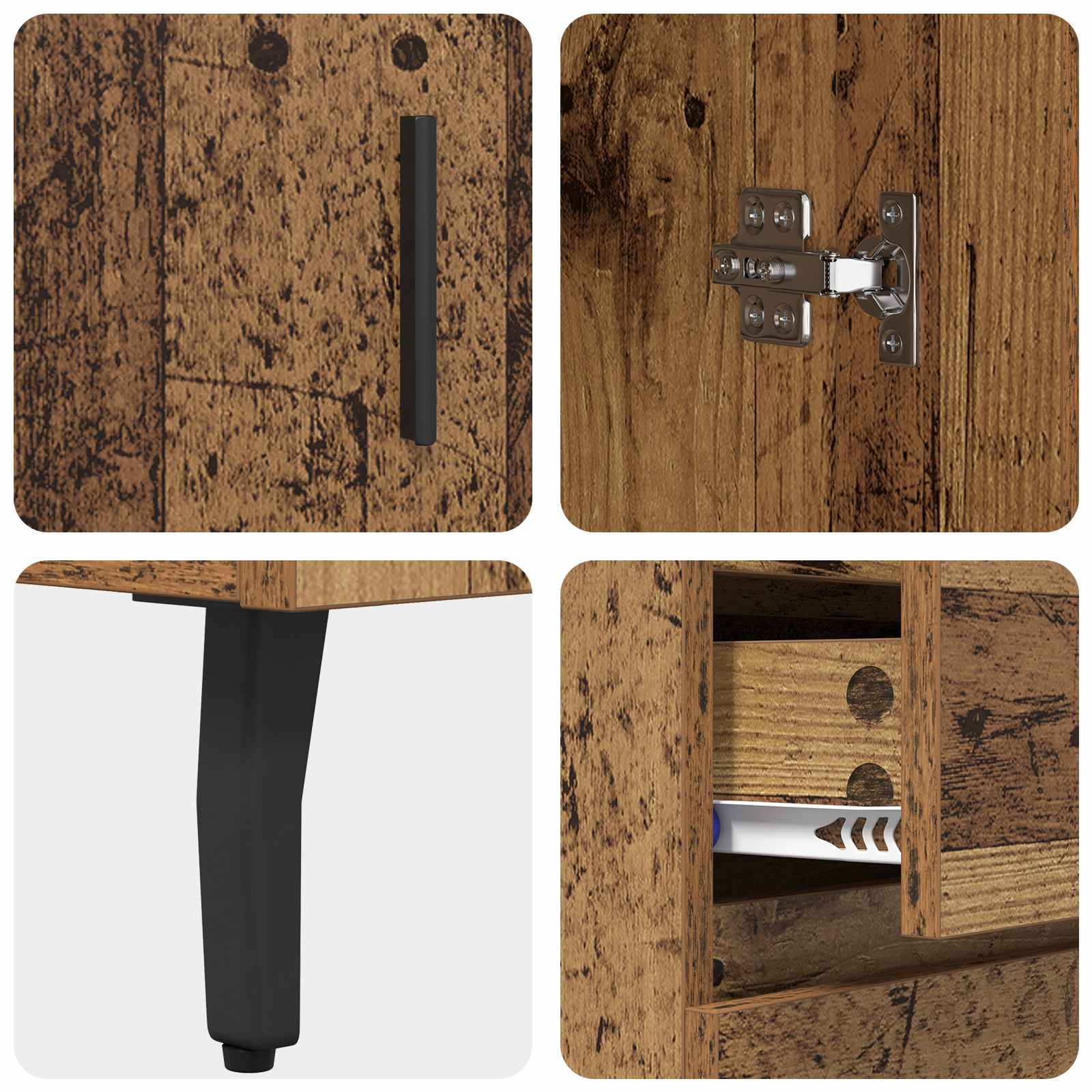 Highboard mit Schubladen 2 pcs Altholz Engineered Wood und Glas
