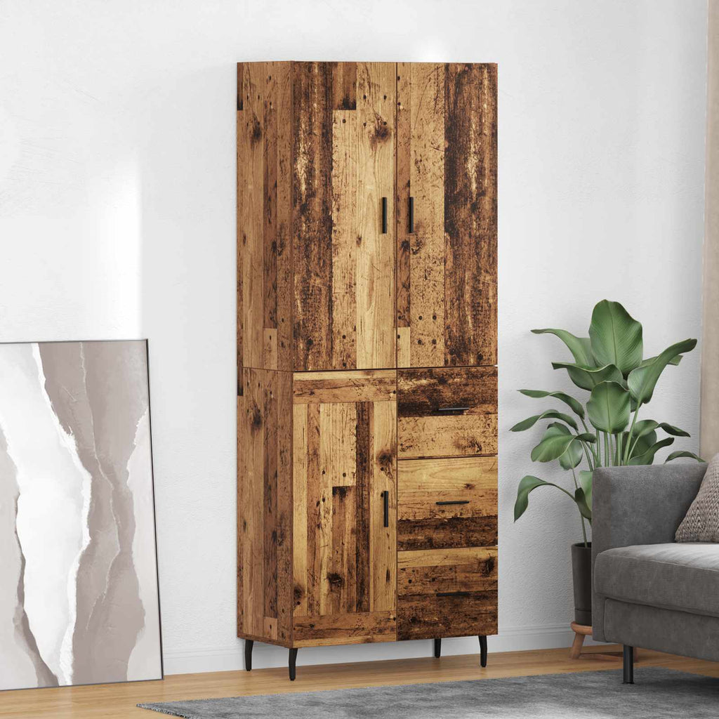 Highboard mit Schubladen 2 pcs Altholz Engineered Wood und Glas