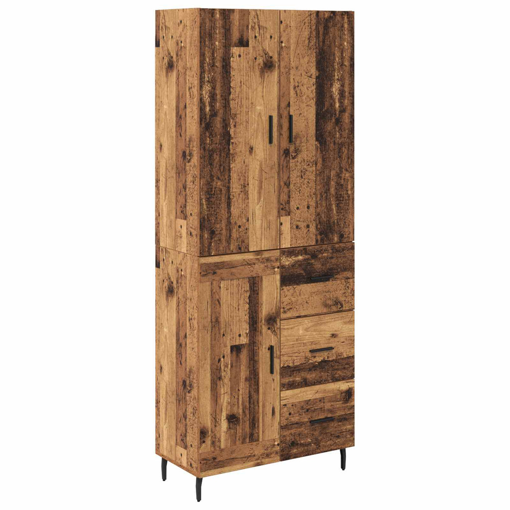 Highboard mit Schubladen 2 pcs Altholz Engineered Wood und Glas