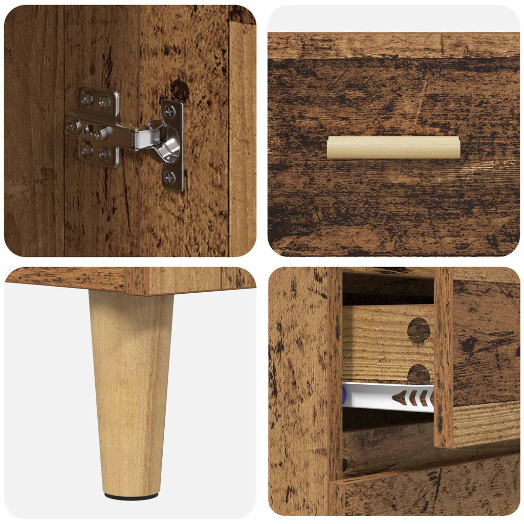 Highboard Altholz 69,5 x 32,5 x 180 cm Holzwerkstoff