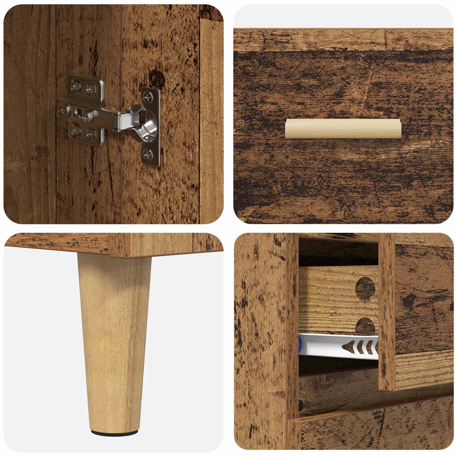 Highboard Altholz 69,5 x 32,5 x 180 cm Holzwerkstoff