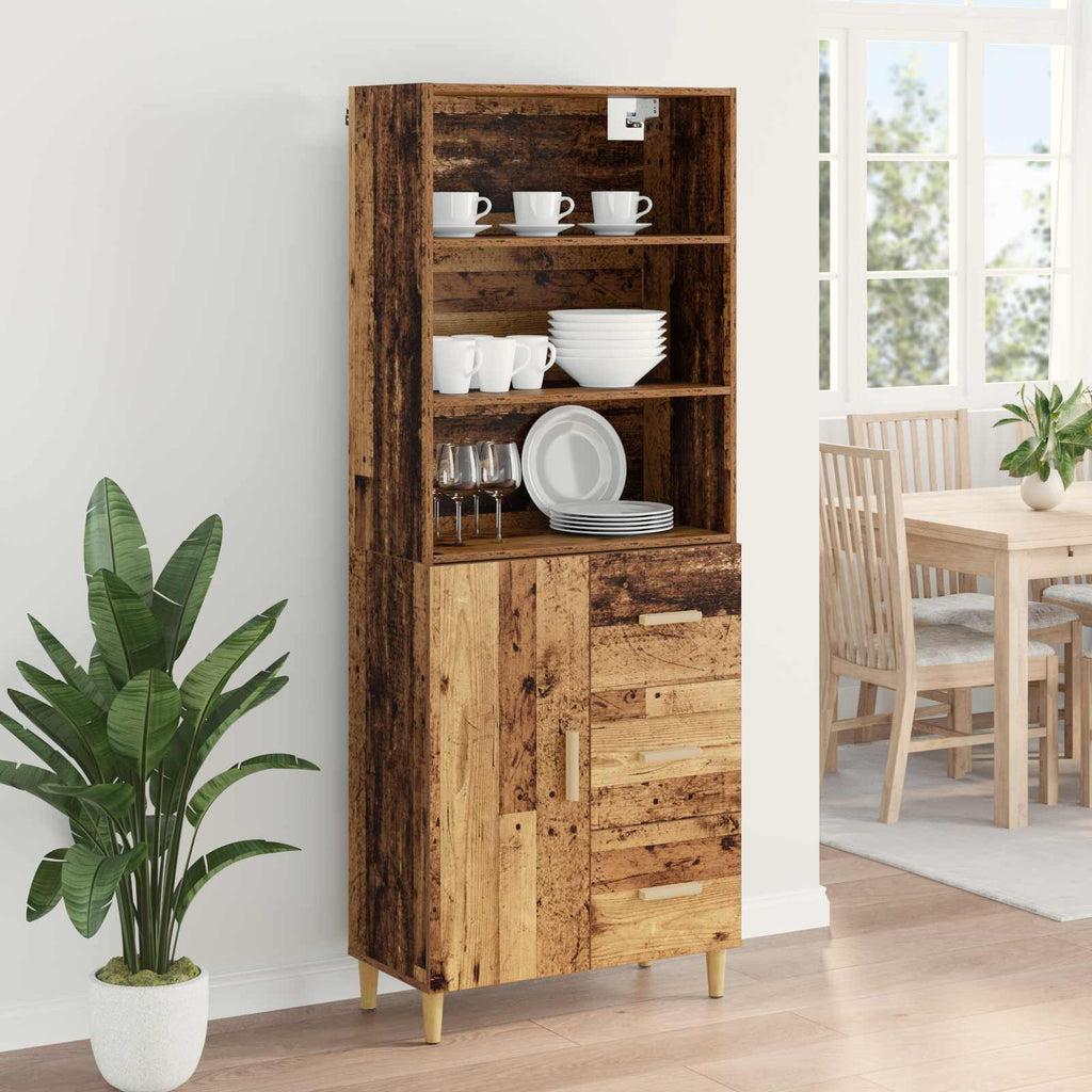 Highboard Altholz 69,5 x 32,5 x 180 cm Holzwerkstoff