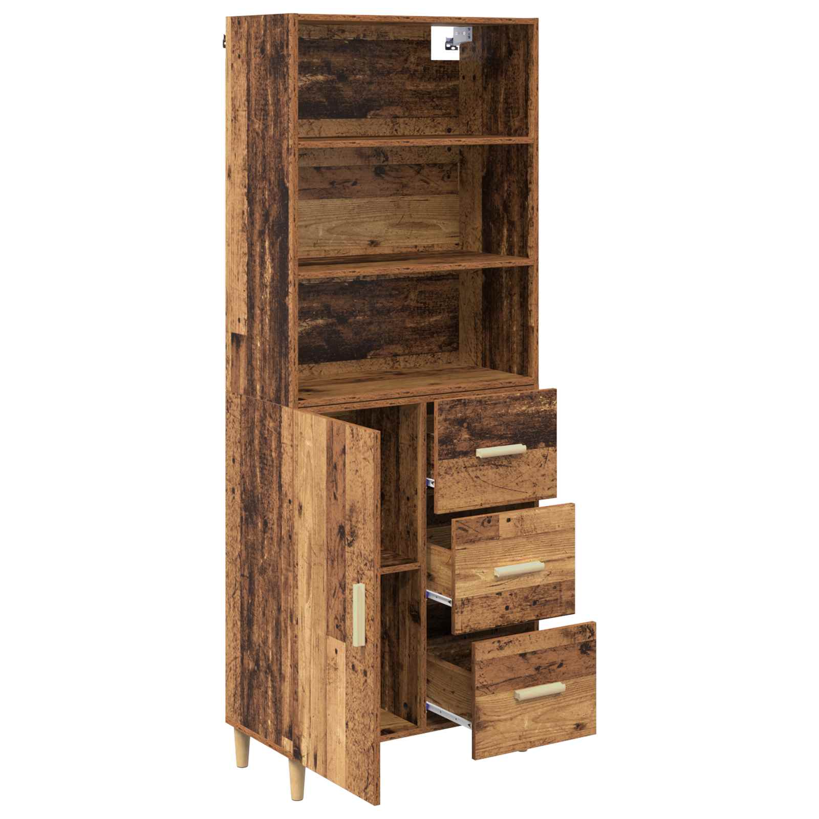 Highboard Altholz 69,5 x 32,5 x 180 cm Holzwerkstoff