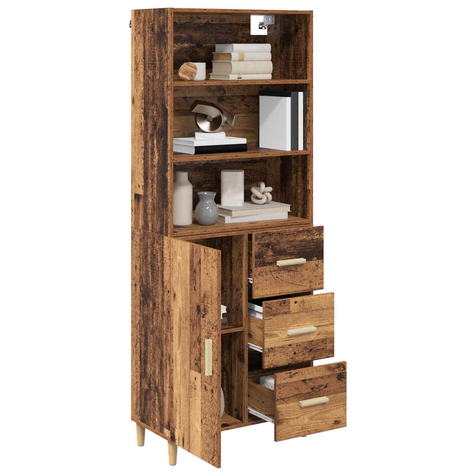 Highboard Altholz 69,5 x 32,5 x 180 cm Holzwerkstoff