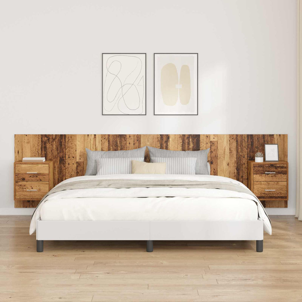 Kopfteil mit Schrank mit Schubladen 3 pcs Altholz Holzwerkstoff