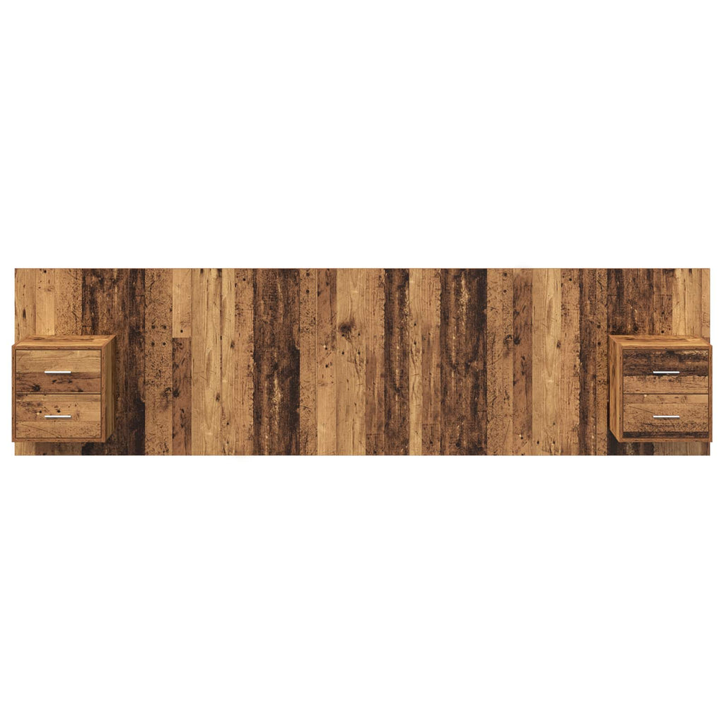 Kopfteil mit Schrank mit Schubladen 3 pcs Altholz Holzwerkstoff