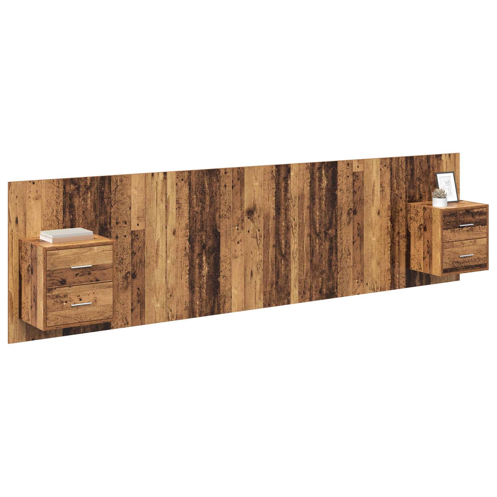 Kopfteil mit Schrank mit Schubladen 3 pcs Altholz Holzwerkstoff