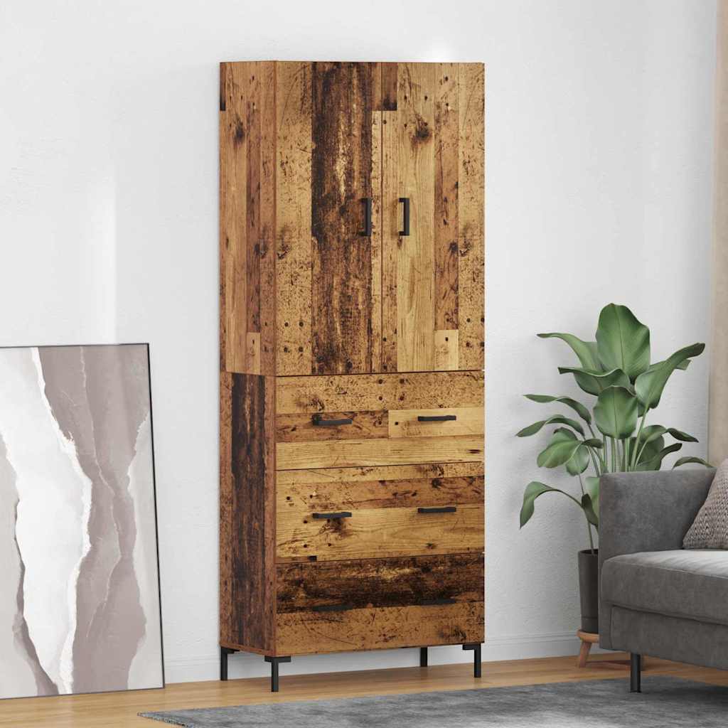 Highboard Wandmontiert Altholz 69,5 x 34 x 180 cm Holzwerkstoff