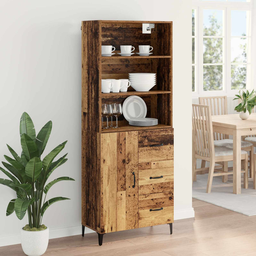 Highboard Altholz 69,5 x 34 x 180 cm Holzwerkstoff
