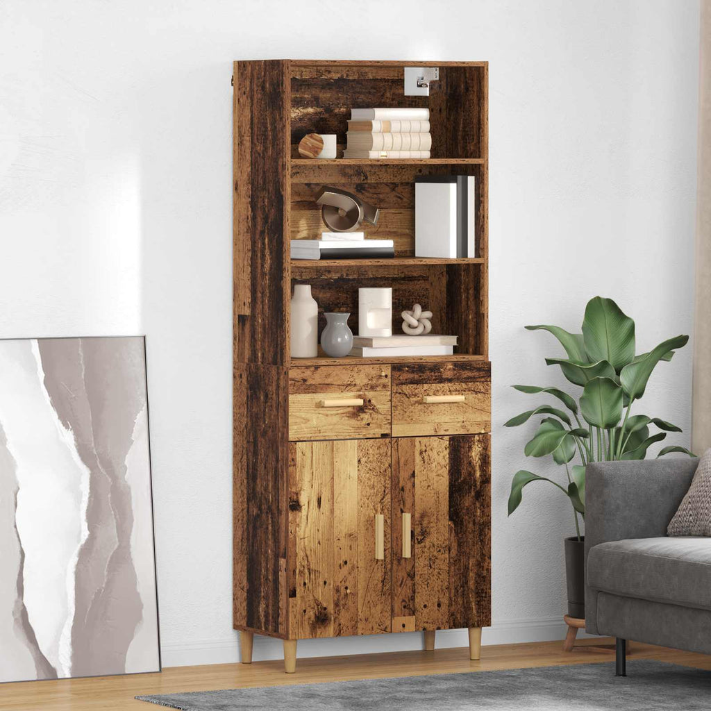 Highboard Altholz 69,5 x 32,5 x 180 cm Holzwerkstoff