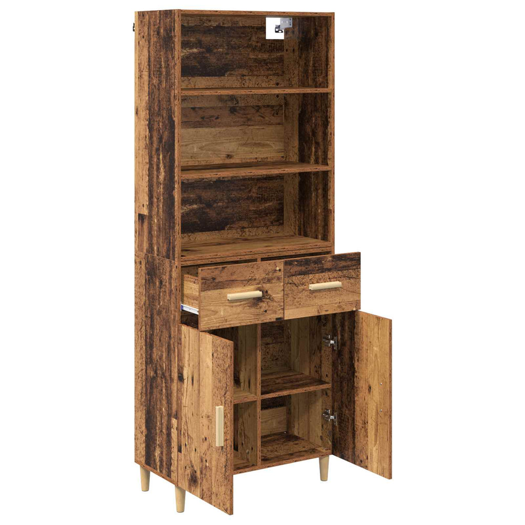 Highboard Altholz 69,5 x 32,5 x 180 cm Holzwerkstoff