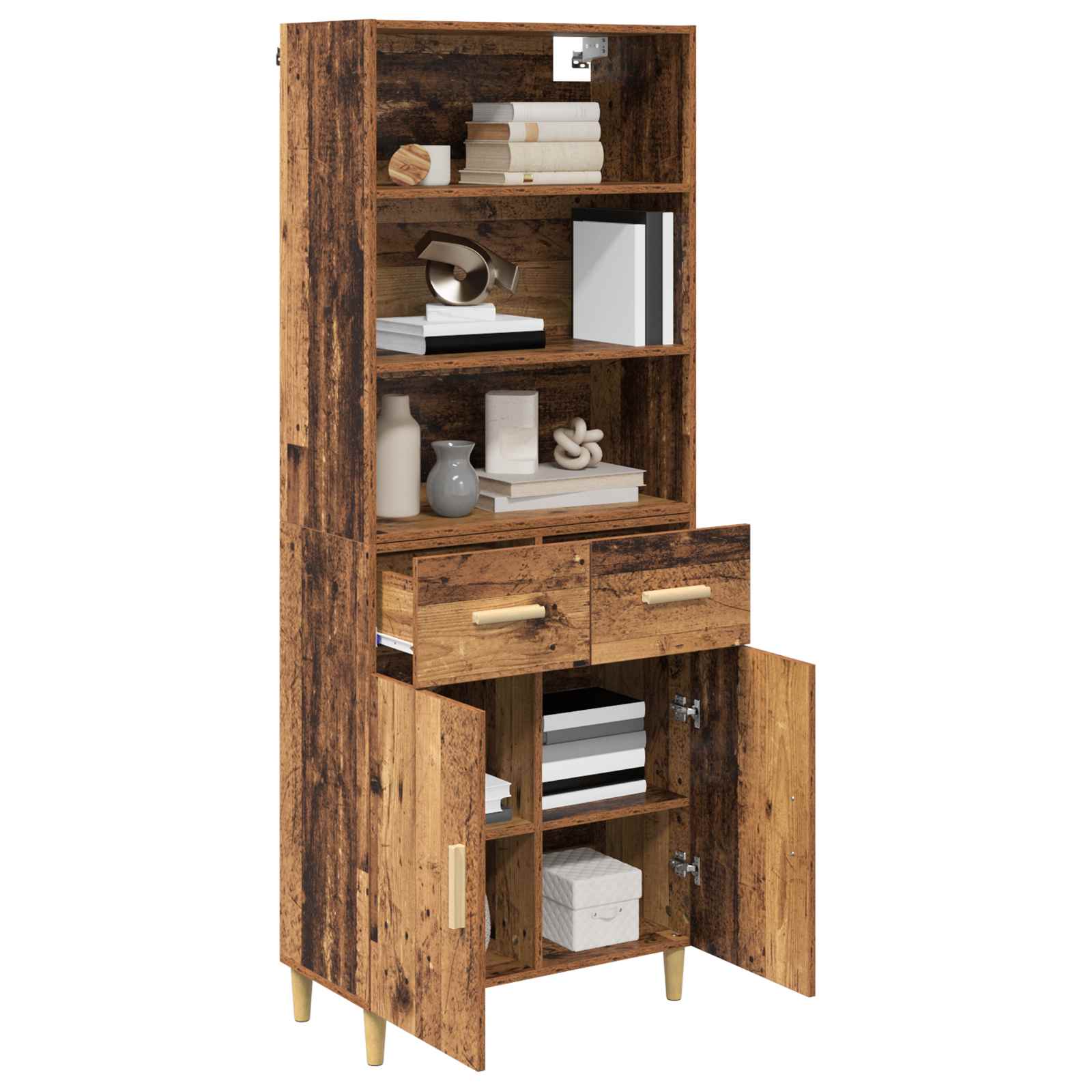 Highboard Altholz 69,5 x 32,5 x 180 cm Holzwerkstoff