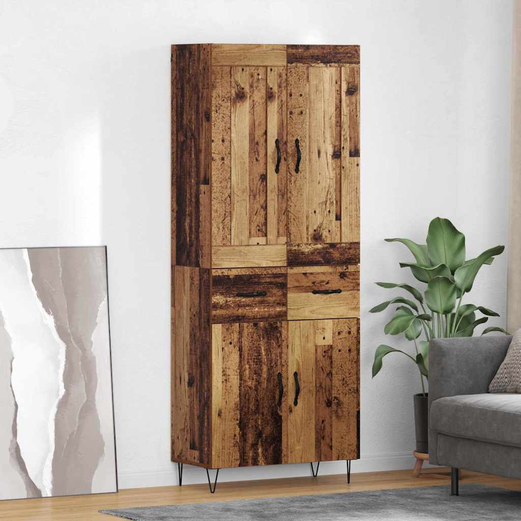 Highboard Altholz 69,5 x 34 x 180 cm Holzwerkstoff