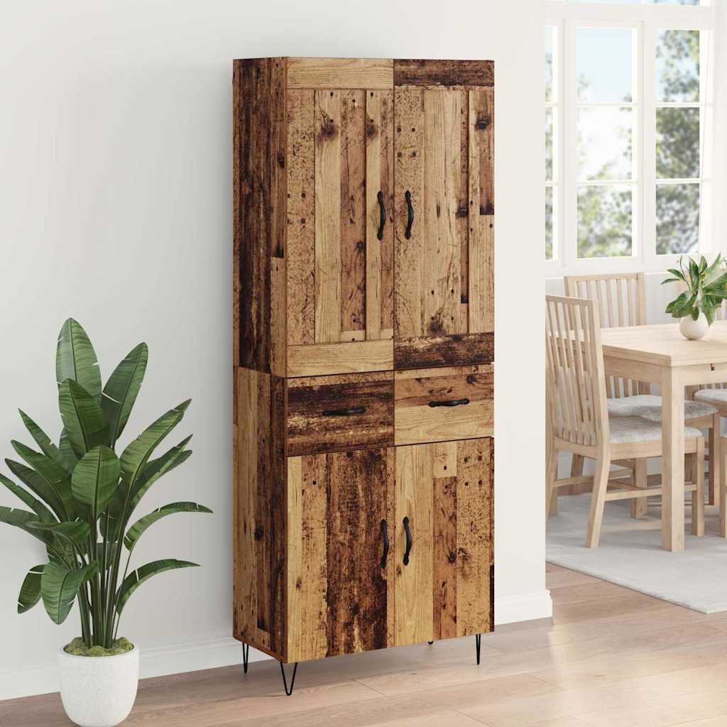 Highboard Altholz 69,5 x 34 x 180 cm Holzwerkstoff