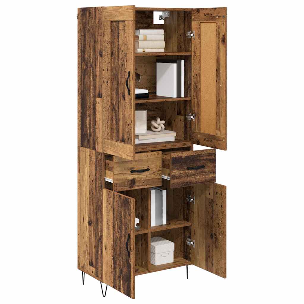 Highboard Altholz 69,5 x 34 x 180 cm Holzwerkstoff
