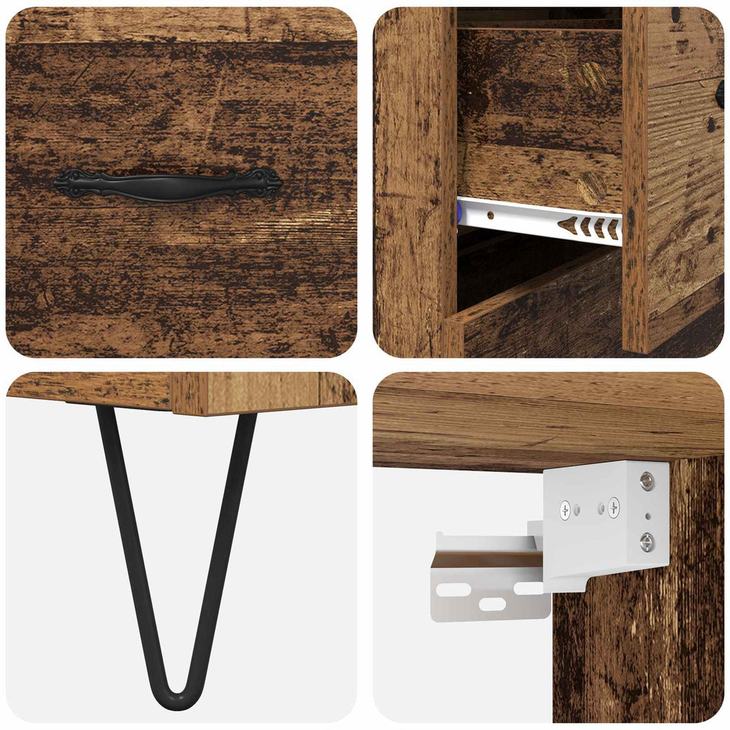 Highboard mit Schubladen 2 pcs Altholz Holzwerkstoff