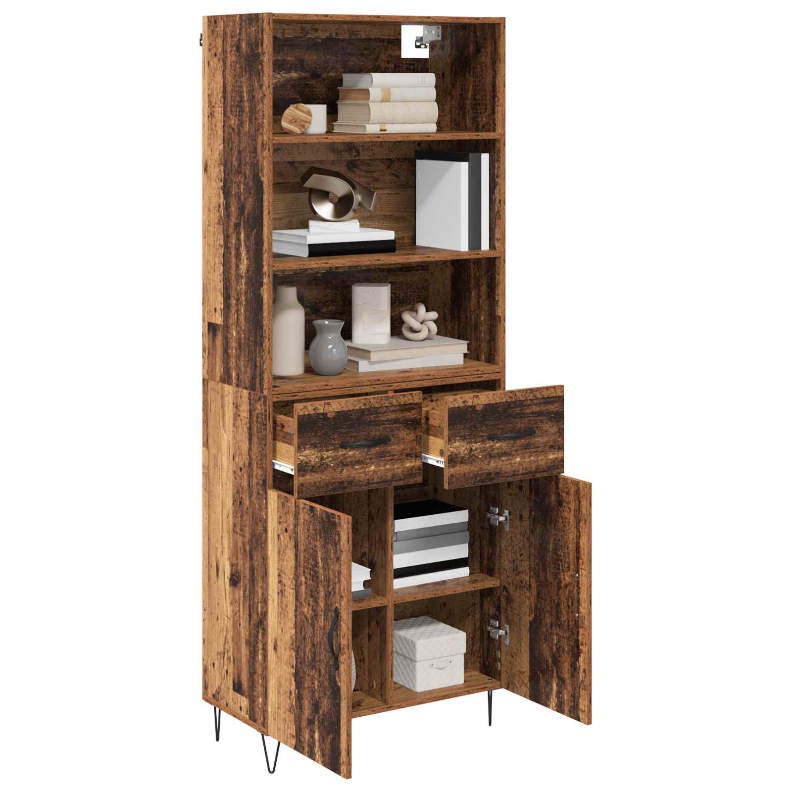 Highboard mit Schubladen 2 pcs Altholz Holzwerkstoff