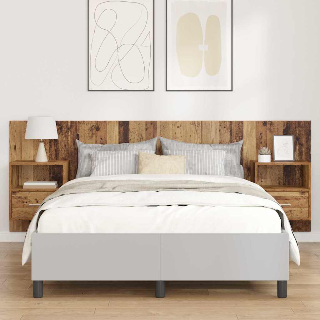 Kopfteil mit Schrank mit Schubladen 3 pcs Altholz Holzwerkstoff