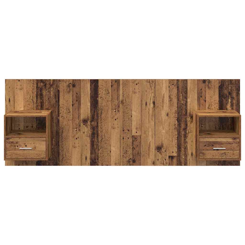 Kopfteil mit Schrank mit Schubladen 3 pcs Altholz Holzwerkstoff