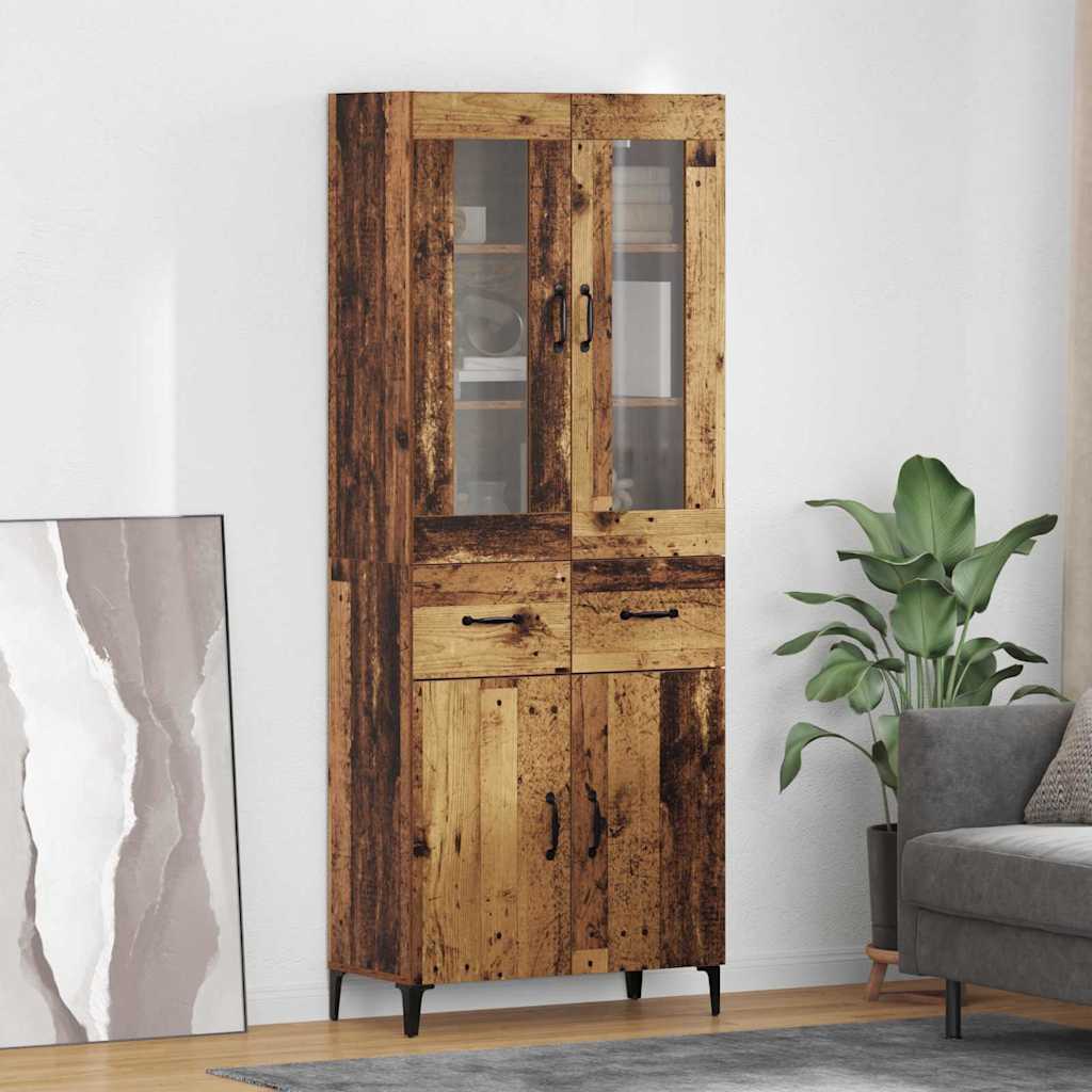 Highboard Wandmontiert Altholz 69,5 x 34 x 180 cm Holzwerkstoff