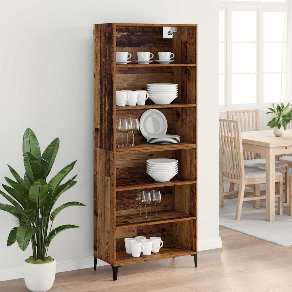 Highboard Altholz 69,5 x 34 x 180 cm Holzwerkstoff