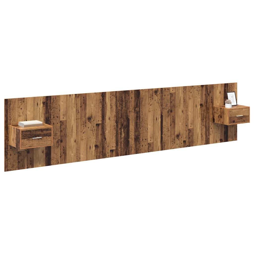 Kopfteil mit Schrank mit Schubladen 3 pcs Altholz Holzwerkstoff