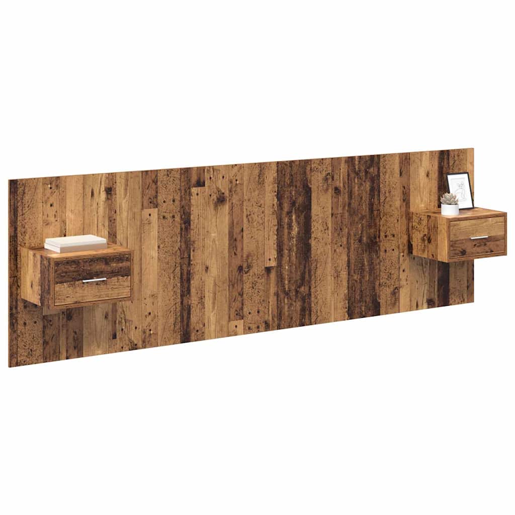 Kopfteil mit Schrank mit Schubladen 3 pcs Altholz Holzwerkstoff