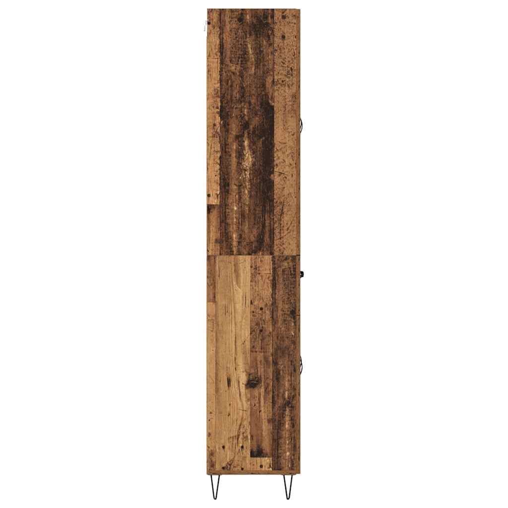 Highboard mit Schubladen 2 pcs Altholz Ingenieurholz und Glas