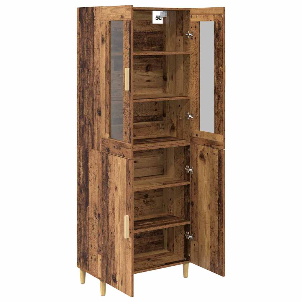Highboard Altholz 69,5 x 34 x 180 cm Engineered Wood und Glas
