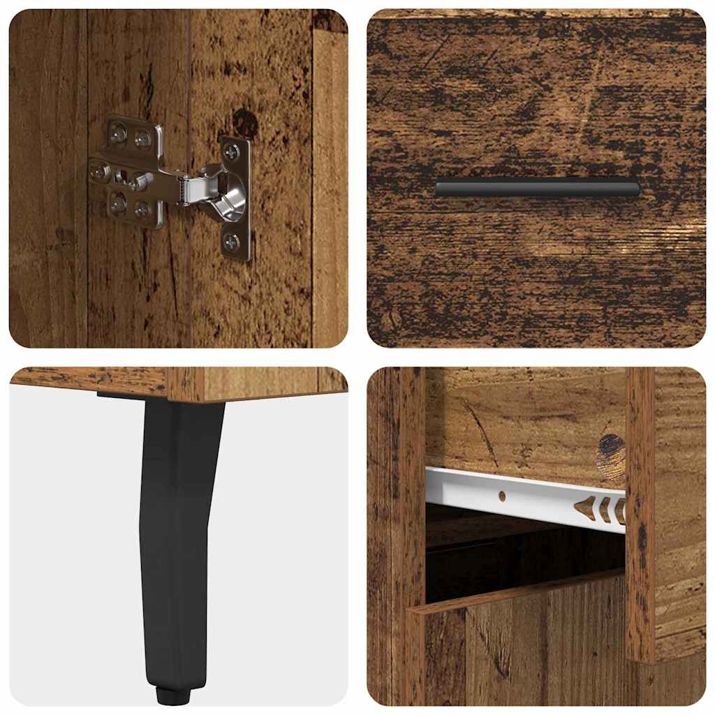 Highboard mit Schubladen 2 pcs Altholz Engineered Wood und Glas