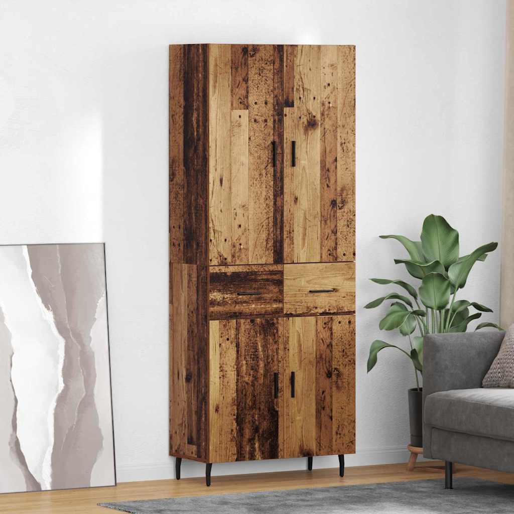 Highboard mit Schubladen 2 pcs Altholz Engineered Wood und Glas