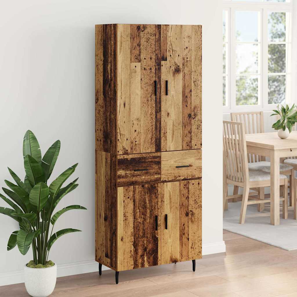 Highboard mit Schubladen 2 pcs Altholz Engineered Wood und Glas