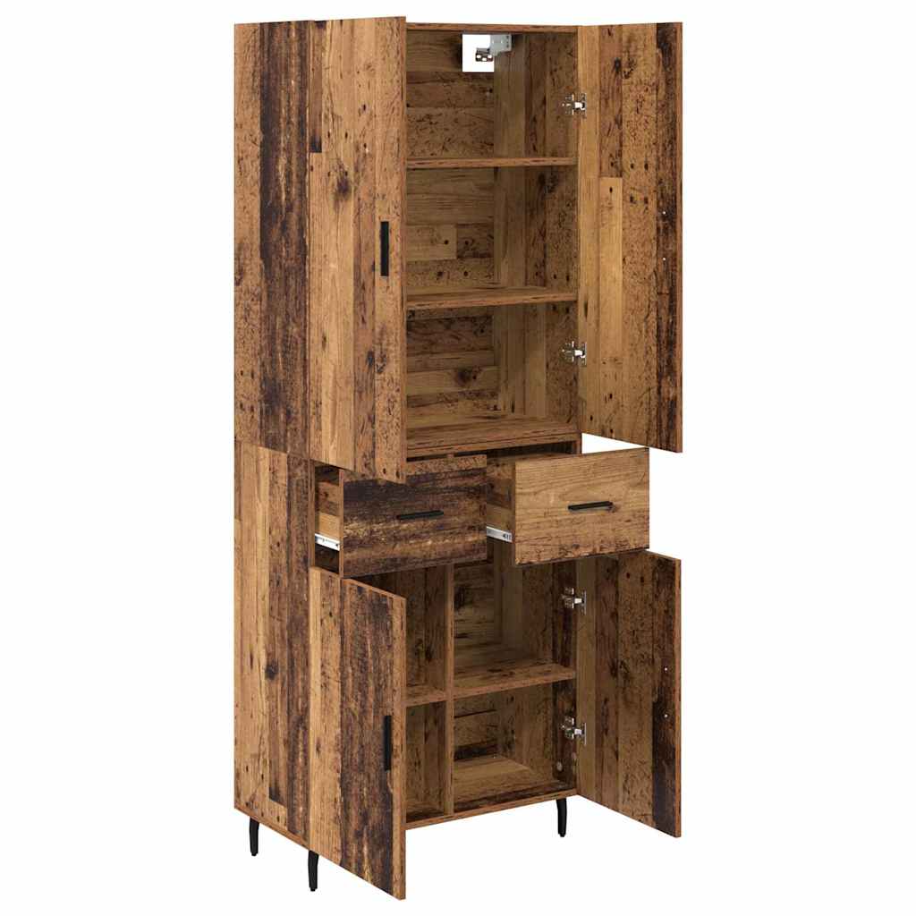 Highboard mit Schubladen 2 pcs Altholz Engineered Wood und Glas