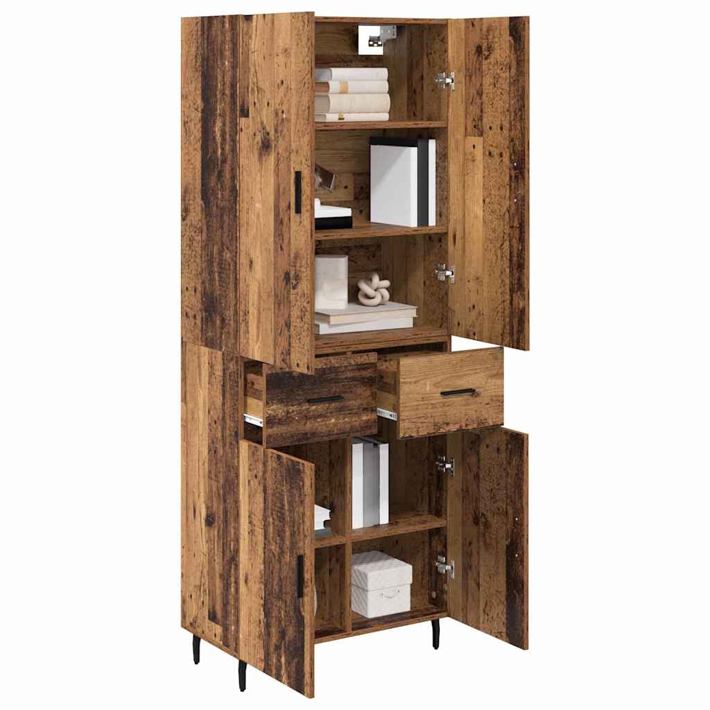Highboard mit Schubladen 2 pcs Altholz Engineered Wood und Glas