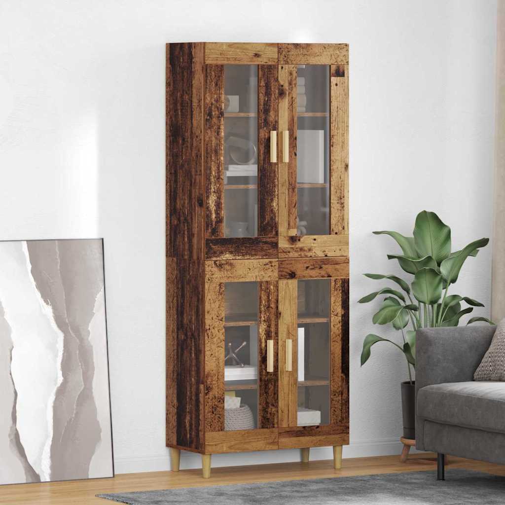 Highboard Altholz 69,5 x 34 x 180 cm Holzwerkstoff