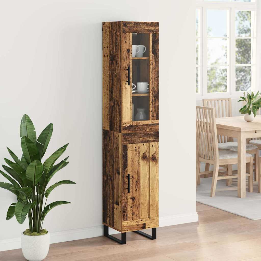 Highboard Altholz 34,5 x 34 x 180 cm Holzwerkstoff
