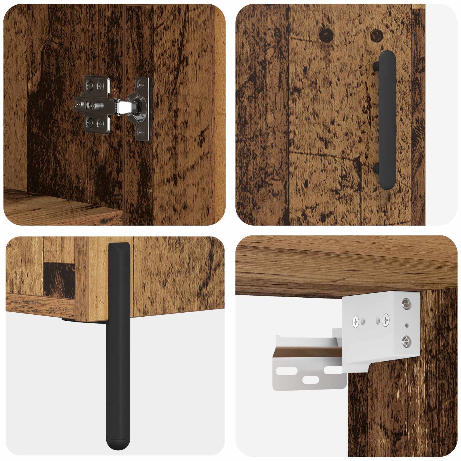 Highboard Wandmontiert Altholz 69,5 x 34 x 180 cm Holzwerkstoff
