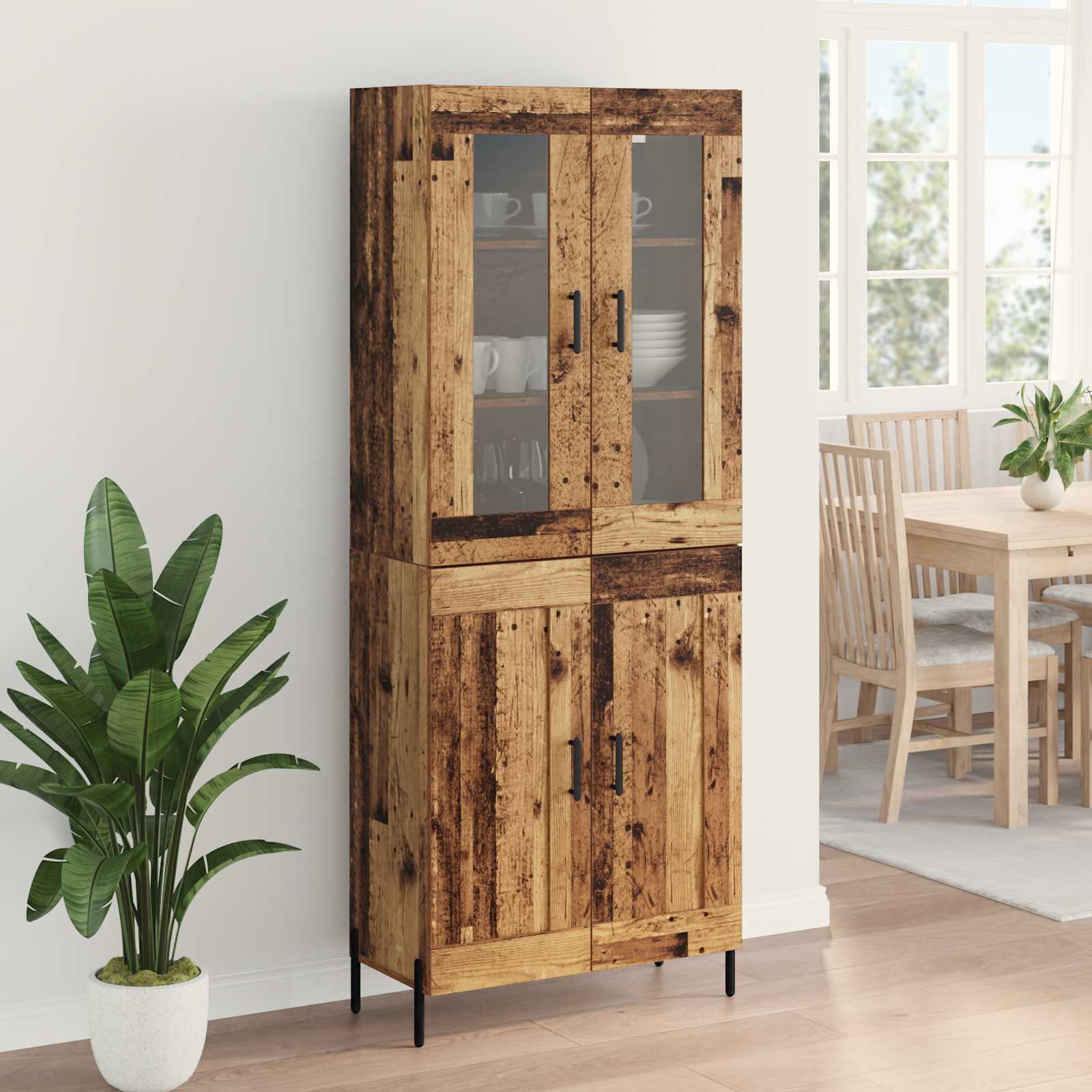 Highboard Wandmontiert Altholz 69,5 x 34 x 180 cm Holzwerkstoff