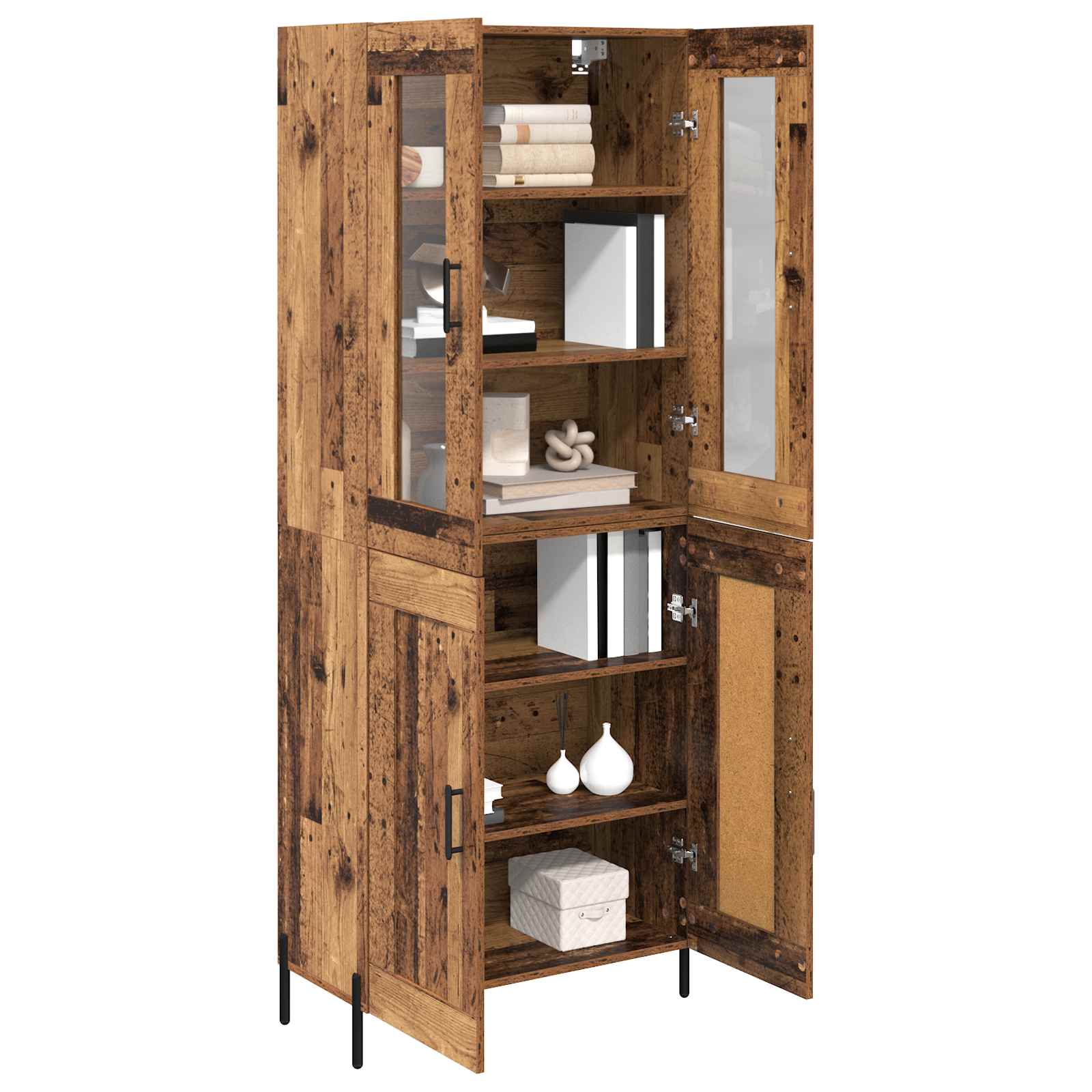 Highboard Wandmontiert Altholz 69,5 x 34 x 180 cm Holzwerkstoff