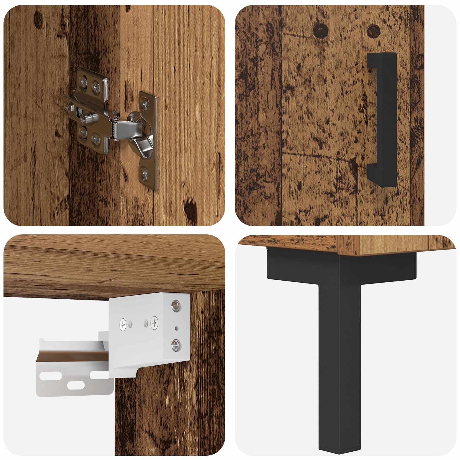 Highboard Altholz 69,5 x 34 x 180 cm Holzwerkstoff