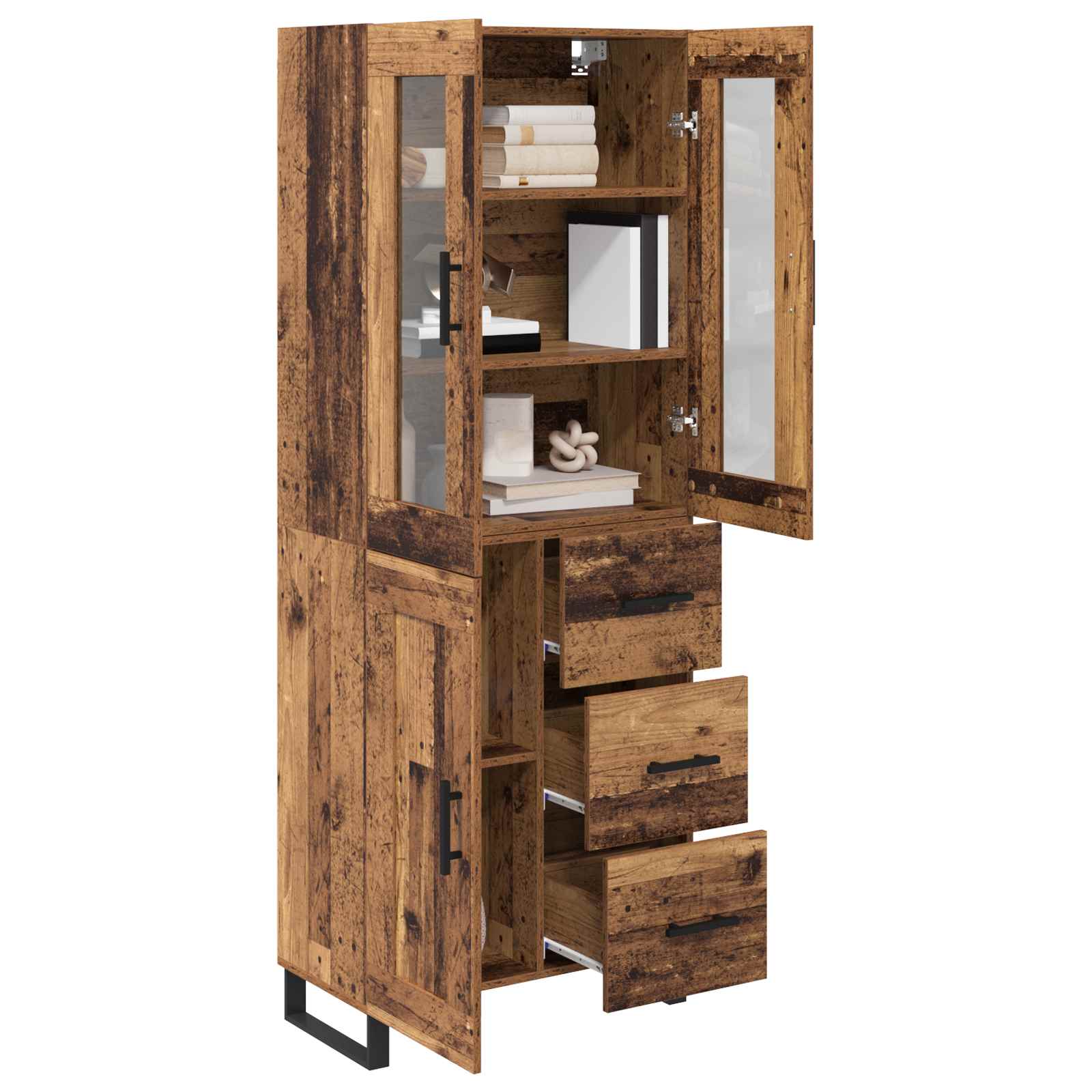 Highboard mit Schubladen 2 pcs Altholz Holzwerkstoff
