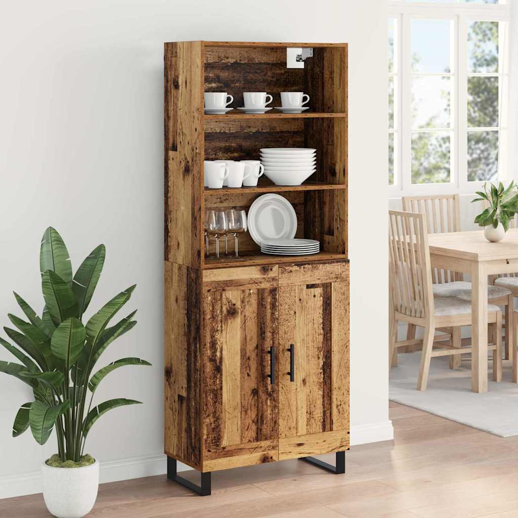 Highboard 2 pcs Altholz Holzwerkstoff