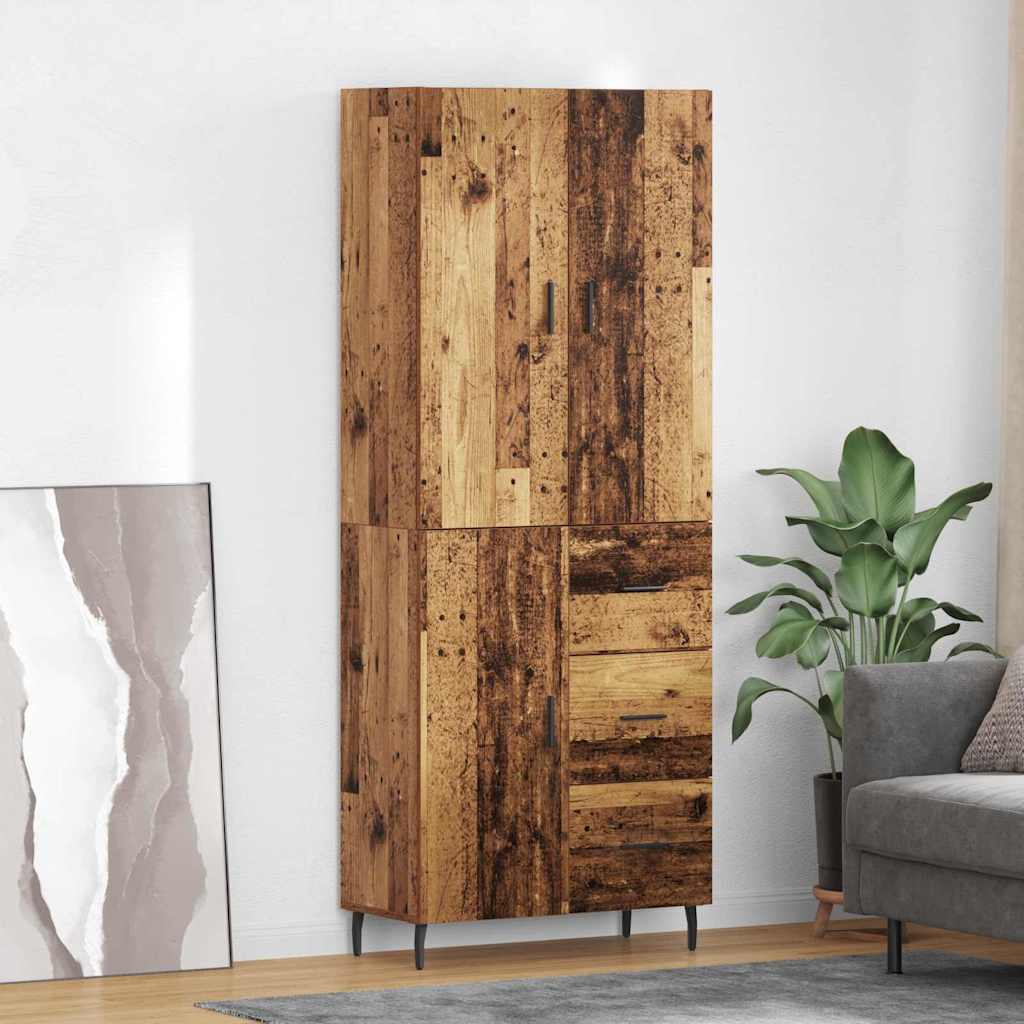 Highboard mit Schubladen 2 pcs Altholz Engineered Wood und Glas