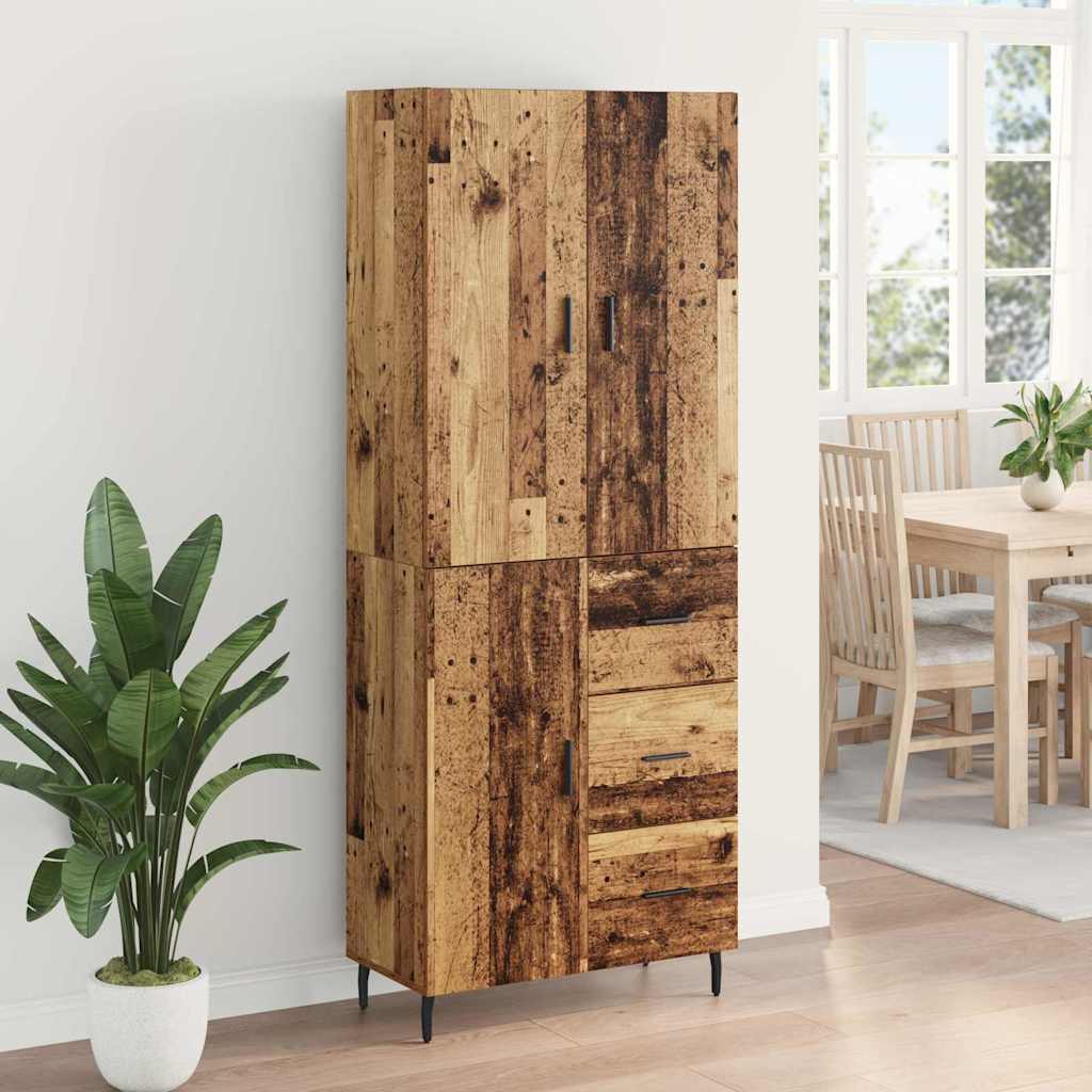 Highboard mit Schubladen 2 pcs Altholz Engineered Wood und Glas