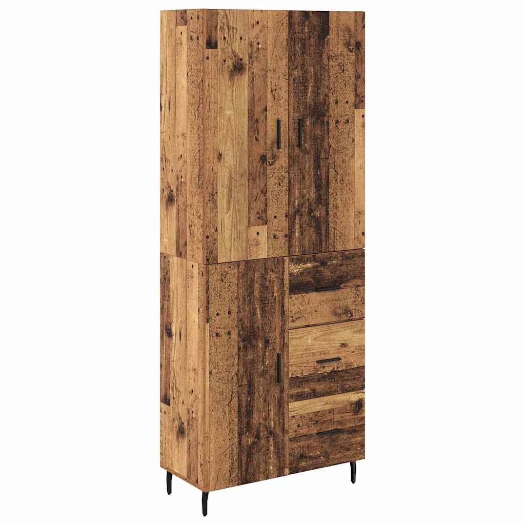 Highboard mit Schubladen 2 pcs Altholz Engineered Wood und Glas