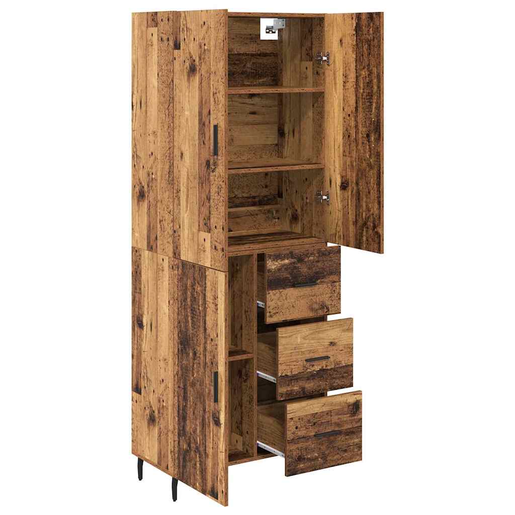 Highboard mit Schubladen 2 pcs Altholz Engineered Wood und Glas
