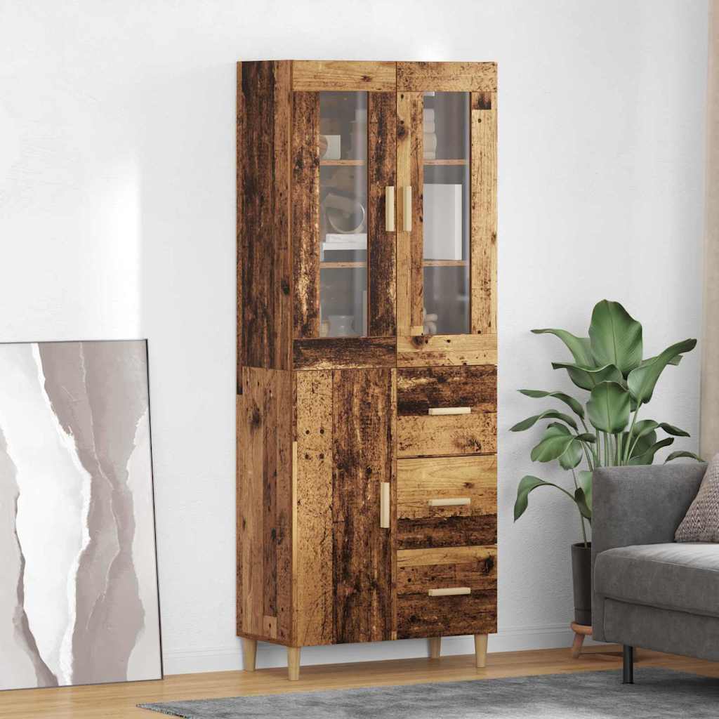 Highboard Altholz 69,5 x 34 x 180 cm Holzwerkstoff