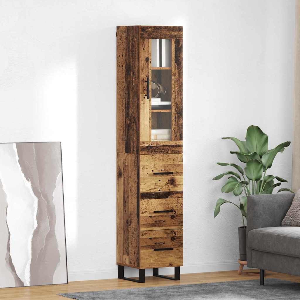 Highboard Altholz 34,5 x 34 x 180 cm Holzwerkstoff
